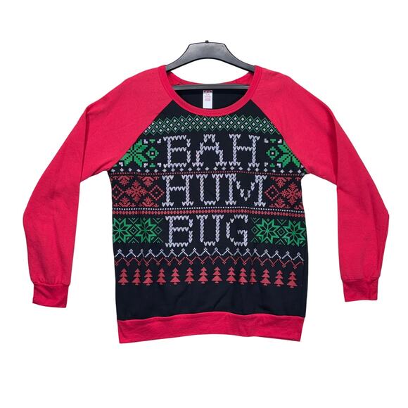 Bah Hum Bug Christmas Sweater Women’s XL Funny Holiday Ugly Sweater - Picture 1 of 14